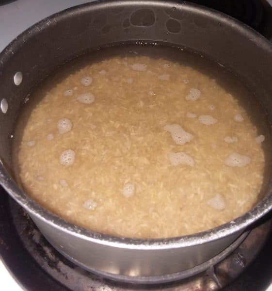 rice cooking on stove for meal prep