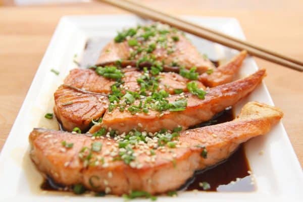 food, salmon, teriyaki, meal prep