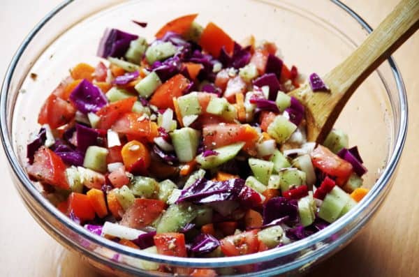 vegetables, salad, krájaná