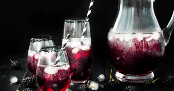 blackberry and pomegranate drink in cups 