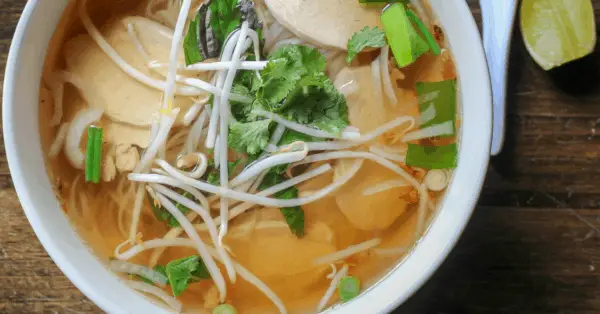 chicken pho soup in a bowl