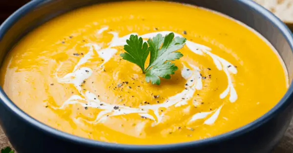 pumpkin soup in a bowl
