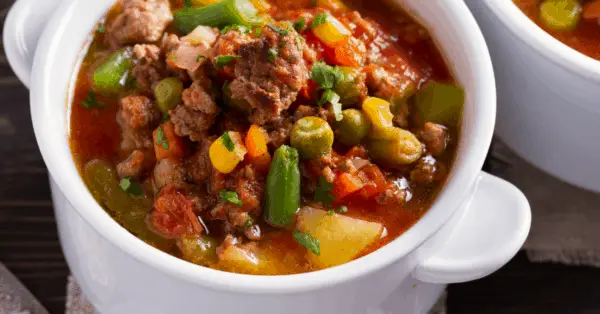 hamburger soup in a bowl