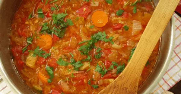 cabbage soup in a pot