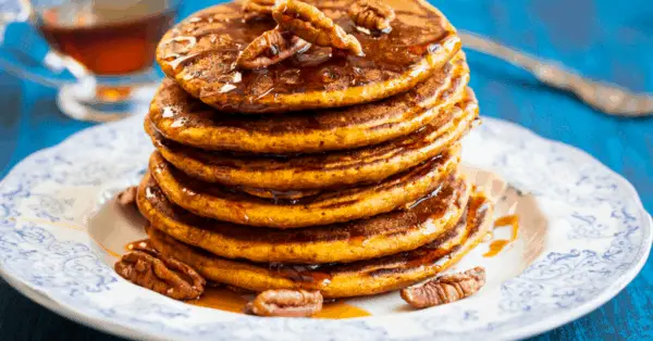 pumpkin pancakes with syrup