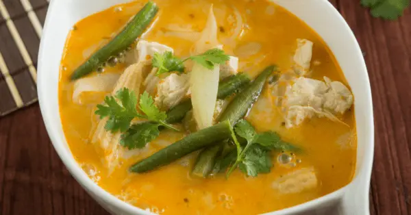 red curry soup in a bowl