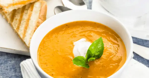 homemade tomato soup in a bowl