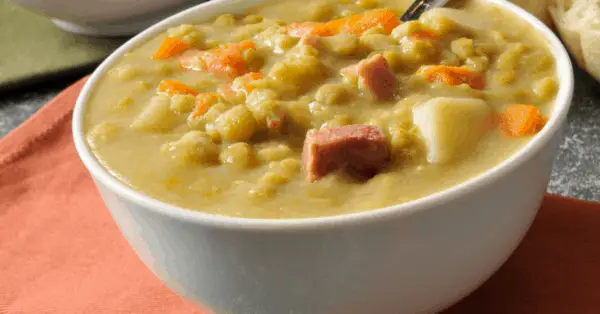split pea soup in a bowl