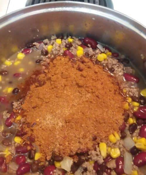 taco seasoning in pot