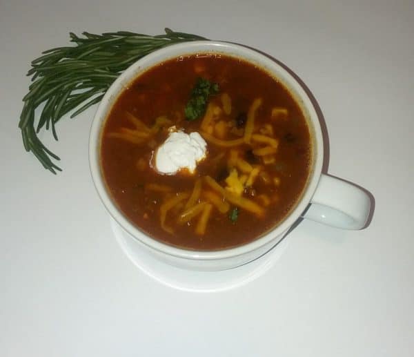 taco soup, sour cream, cheese