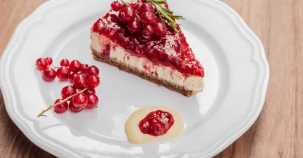 cranberry cheesecake on a plate