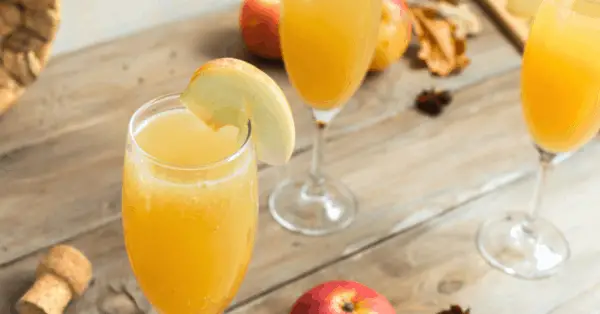 Apple Cider Mimosas in a glass