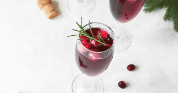 Cranberry Mimosas in a glass