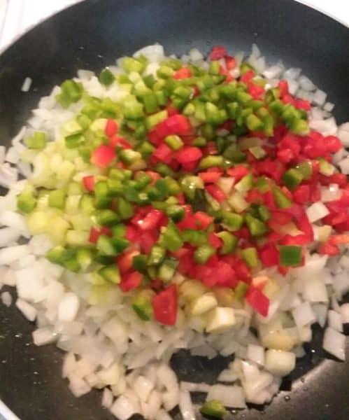 onion, celery, green, red  peppers