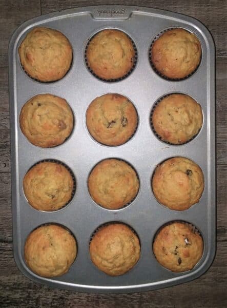 banana muffins in muffin pan