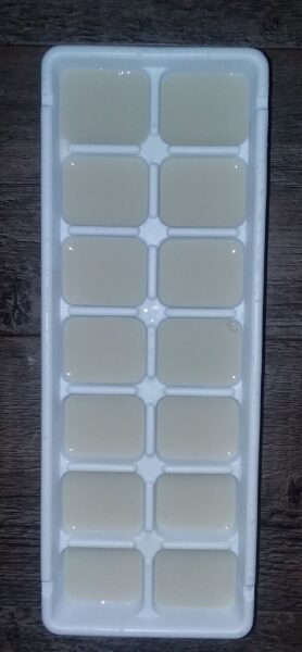 almond milk froze in ice cube tray