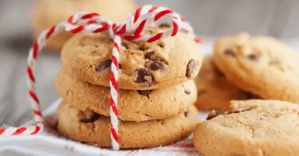 chocolate chip cookies with a gift box