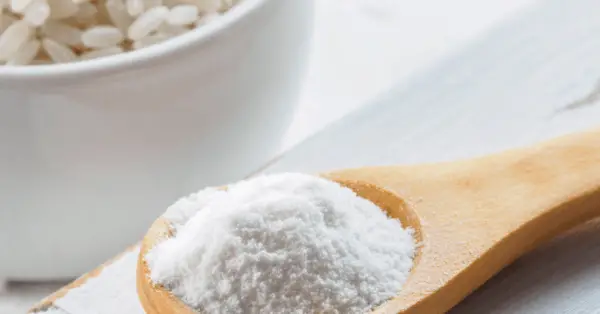 rice flour on a spoon