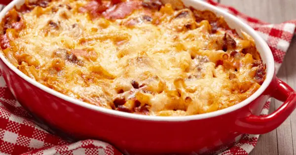 Hamburger Casserole in a baking dish