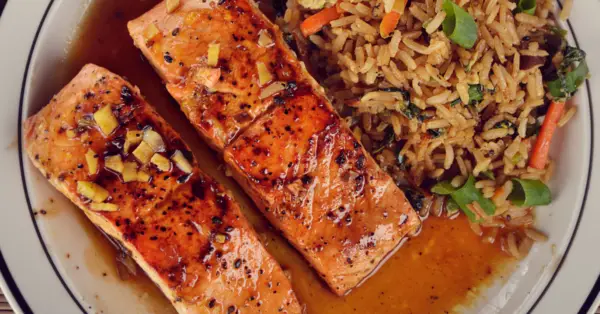 salmon and fried rice