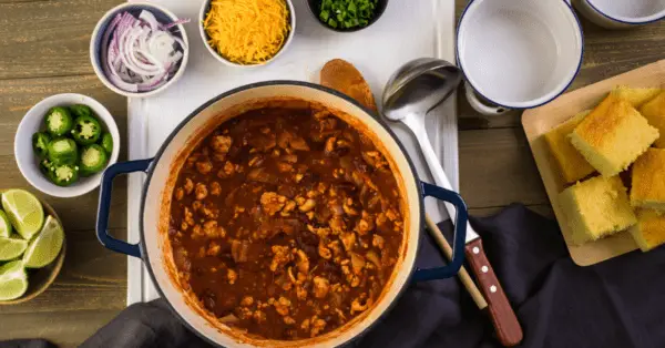 turkey chili in a pot