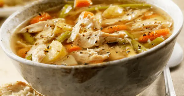 turkey soup in a bowl