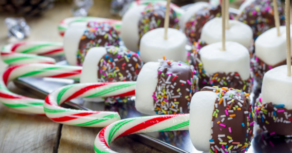 Candy Cane Marshmallow Pops