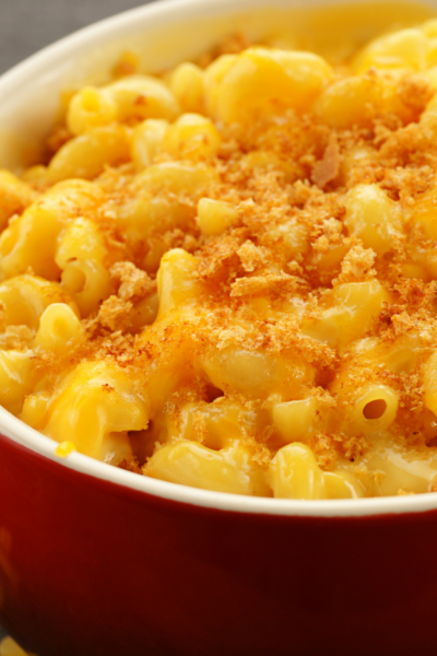 baked macaroni and cheese in a baking dish