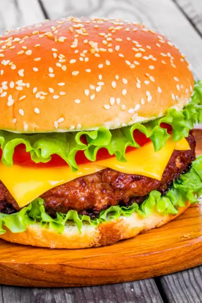 barbecue cheeseburger with lettuce and cheese