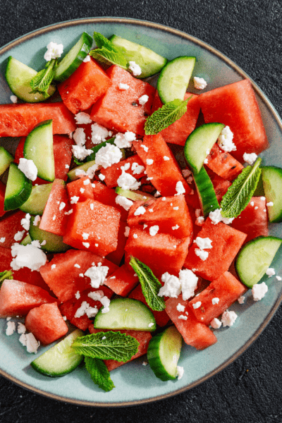 cucumber watermelon salad with feta cheese