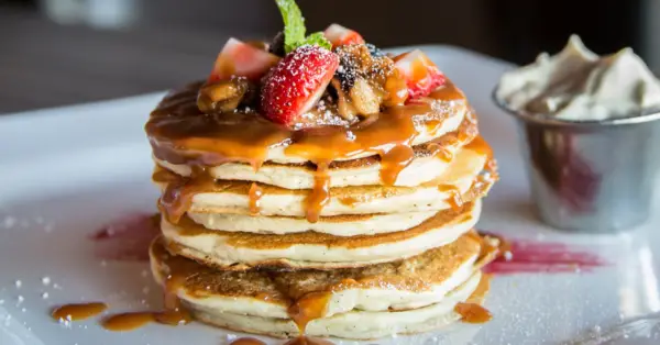 pancakes topped with fruit
