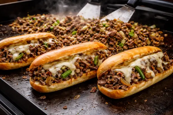 Philly Cheesesteaks on blackstone griddle