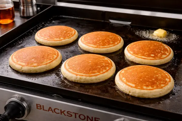 pancakes on a griddle
