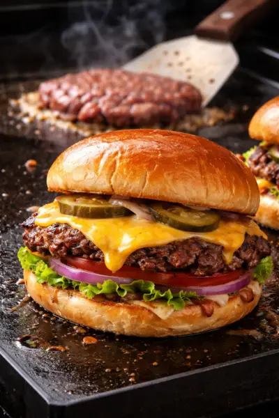 smash burger on blackstone griddle